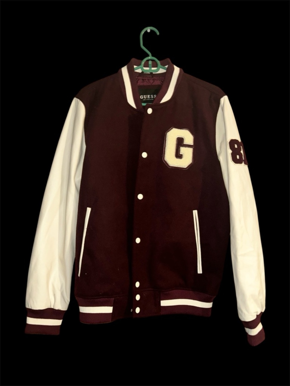 GUESS Los Angeles Women's Varsity Jacket Burgundy Letterman G Logo Medium